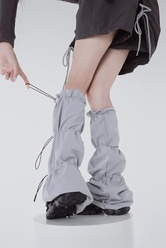 HYTENSUN Women Girls Leg Warmers Punk Kawaii Strappy Cool Goth Flared Socks Y2k Leg Baggy Socks2