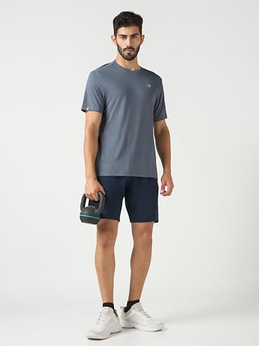 Image of TECHNOSPORT Men's Slim Fit Polyester Activewear Sports T-Shirt with Moisture-Wicking Comfort for Workout, Running & Gym