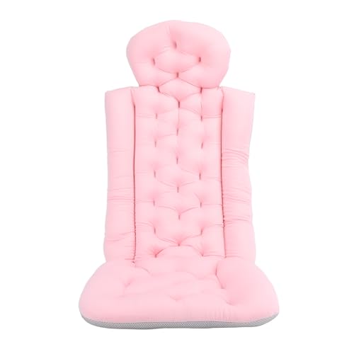 Full Body Bath Pillow Suction Cup Fixing Bath Headrest Neck Shoulder Support Pillow Pink