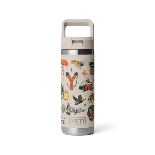Image of YETI Rambler 18 oz Bottle, Vacuum Insulated, Stainless Steel with Color Matching Straw Cap, Cape Summer Camp