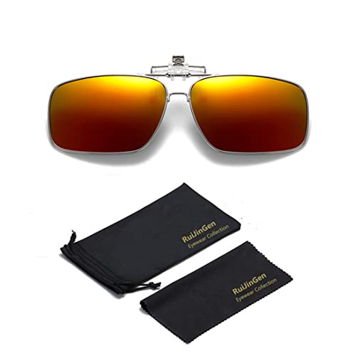 Image of Clip on Flip up Polarized Lens For Prescription Glasses UV Protection Sunglasses (Clear lenses not Polarized)