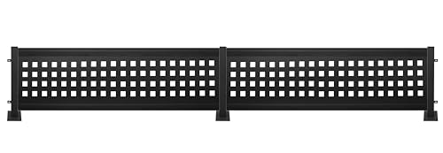 CM GARDEN - Kit de Vallas Automontaje, Pack Vallas Acero Galvanizado, Vallas Metálicas Ocultación, Fácil Instalación, Modelo Cuadros, 308,4 x 50 cm, Negro