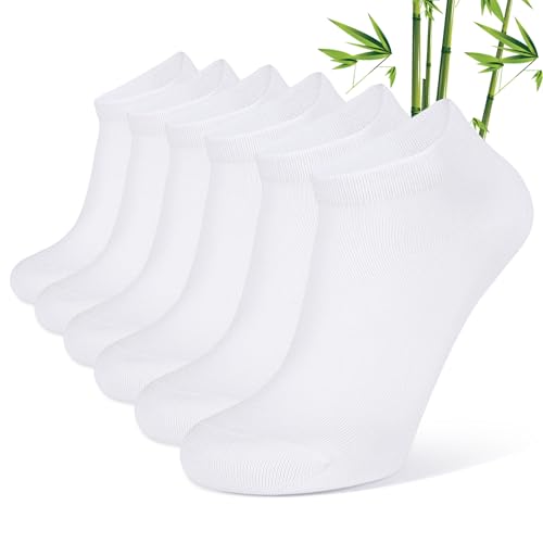 CLOSEMATE 6 Pairs Bamboo Viscose Thin Ankle Low Cut Breathable Non Slip Casual Short Socks for Men Women