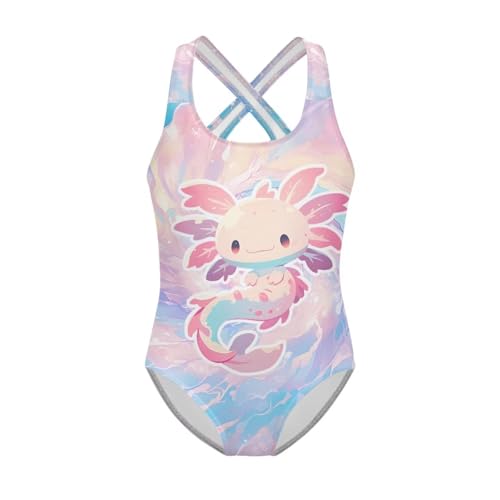 Image of Girls One Piece Swimsuits Teens Sleeveless Back Cross Strap Bathing Suit Kids Quick Dry Cute Beach Swimwear(5-14)