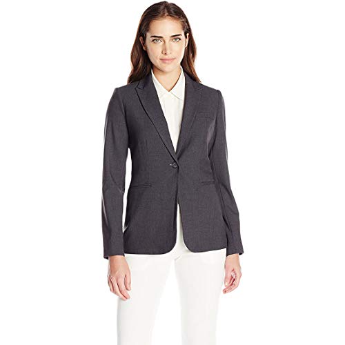Calvin Klein Women's Single Button Suit Jacket, Charcoal Melange, 2