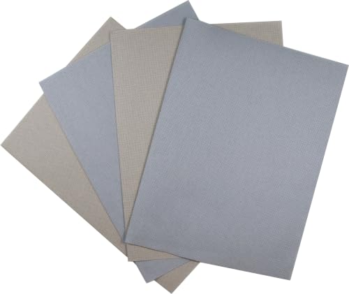 Image of KCS 4 /6 pc of 12 inch x 18 inch(30cmx45cm) 16 Count Cotton Aida Cloth Cross Stitch Fabric (4 pc,Pearl Grey+Light Grey)