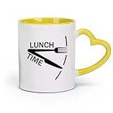 DEBINGY ceramica Tazza da caffè in ceramica Cena Pranzo Orario Orologio Cucina Caffè Ristorante （11oz/320ml） Tazze da caffè in ceramica per casa o lavoro Giallo