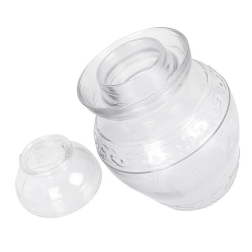 STOBOK ガラス製ピクルス瓶 キムチ瓶 発酵容器 発酵漬物容器 透明な発酵槽 ガラス製発酵瓶 ガラスのピクルスポット 中国の発酵瓶 野菜発酵瓶 ピクルスジャー 蓋付き発酵瓶 蓋付きピクルス瓶