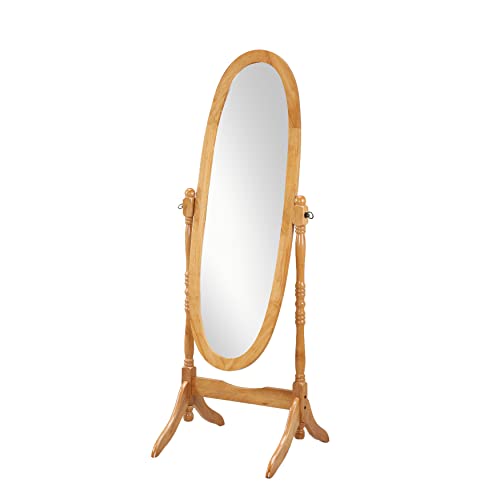 Roundhill Furniture 3488OK Traditional Queen Anna Style Wood Floor Cheval Mirror, Oak Finish thumb #6