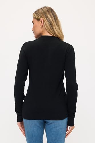 Image of Women's 100% Cashmere Soft Long Sleeve Crew Neck Open Zip Cardigan