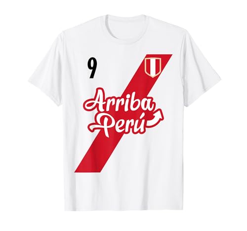 Retro Arriba Perú Soccer Jersey 9 Peruano Futbol Regalo Tee Camiseta