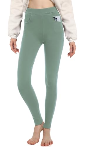 ACHTELEPHS Damen Leggings aus Baumwolle - High Waist Blickdichte Leggins mit Taschen