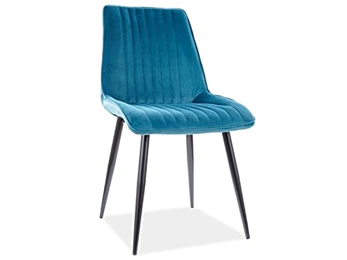 SIGNAL MEBLE Chaise en Velours - Kim - L 47 X P 42 X H 88 Cm - Bleu