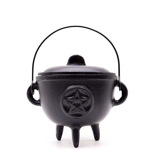 Ritual Bowls and Cauldrons Extra Large Cast Iron Cauldron with Pentagon 15x15cm