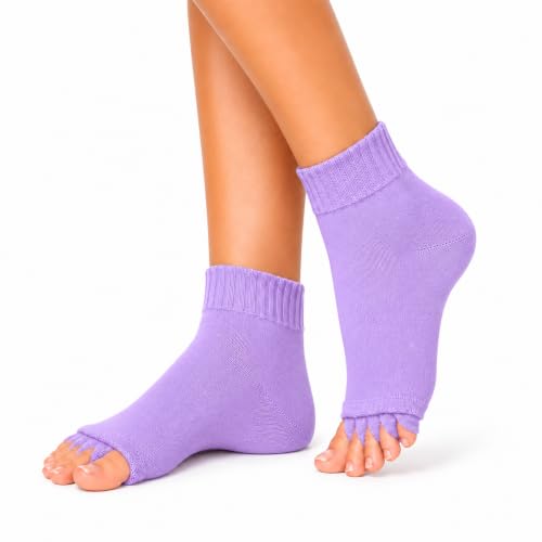 Image of Foot Alignment Socks Men & Women | Five Toe Separator | Foot Pain Relief | Bunion Corrector | Plantar Fasciitis | Improving Posture & Increasing Flexibility | Free Size | 1 Pair | UK8-11 (Lavender)