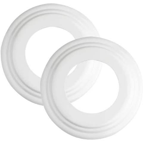 The Can Converter - 7’¾" Plastic, Ceiling Medallion, for Home Improvement, Beveled Round, Cover Ring for Ceiling Lighting, Pendant Light, Ceiling Light Fixture, Hanging Light Fixture (White - 2 Packs) Cover