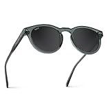 WearMe Pro Polarized Classic Round Retro Women's Sunglasses (Crystal Blue/Smoke Lens)