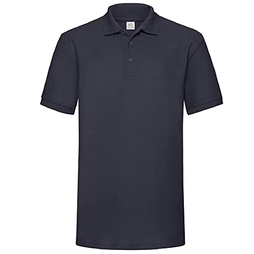 Fruit Of The Loom 65/35 Men's Pique Short Sleeve Polo Shirt, Dark navy blue, L