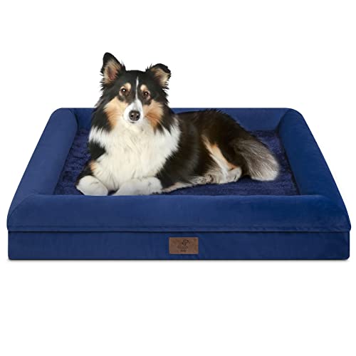 Image of Orthopedic Dog Bed Waterproof Pet Sofa for Large Sized Dogs | 360 Degree Bolster Support, Egg Crate Foam, Waterproof Liner, Anti-Slip Bottom, Machine Washable Cover, 36 x 27 Inch