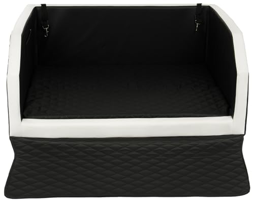 Velinda Trasportino Auto per Cani Materasso Bagagliaio Letto Macchina Cintura 100x90cm (Colore: Nero - Bianco)