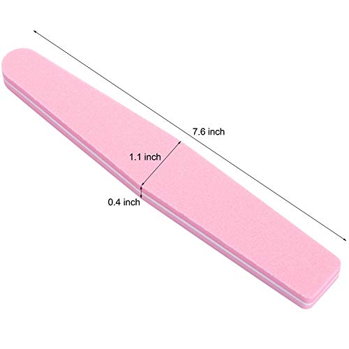 20Pcs Nail Buffers Block Files Sponge Washable Double Sided 100/180 Sanding Buffing File For Acrylic Nails, (Pink) #TOP1