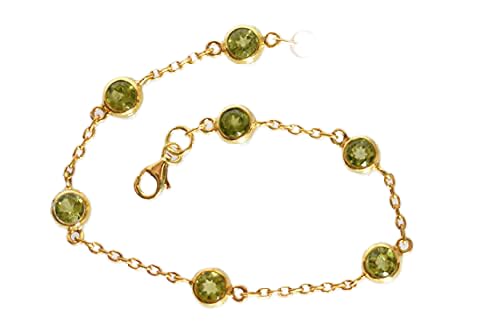 Pulsera de plata y oro con peridoto FSJ-575 ideal para eventos y diario