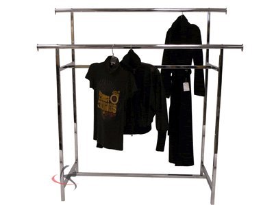 (RK-R60) Double Rail Garment Rack, 2 Hanging Bars