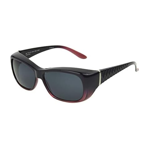 Dioptics Women's Solar Shield-Laura Polarized Rectangular Fits Over Sunglasses, Wine, Large Cover