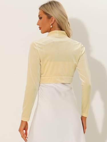 Image of Allegra K Women's Long Sleeve Velvet Shrug Cocktail Party Open Front Cropped Bolero Cardigan Top