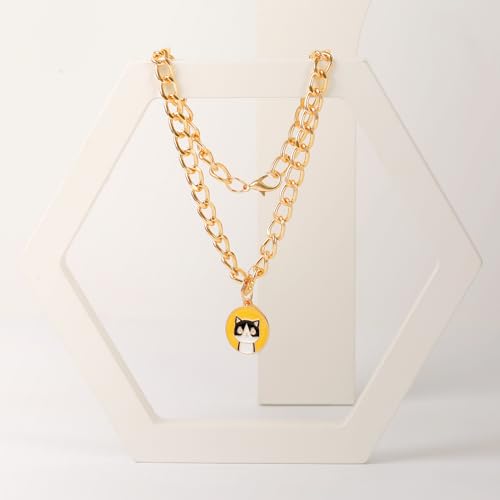 Image of HOWWFALY Dog Collar and Cat Chain Necklace Stainless Steel Adjustable 18K Gold Heart-Shaped Necklace for Small Pets Cats Kitten Puppy (Gold, 13.7 inch)