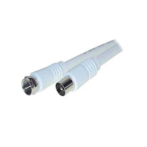 Cavo per antenna, 100% schermato, F maschio a connettore coassiale, > 90 DB, 1,5 m, Bianco