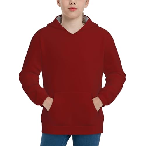 Maroon Kid Hoodies Boys Sweatshirts Girls Pullover with Pocket
