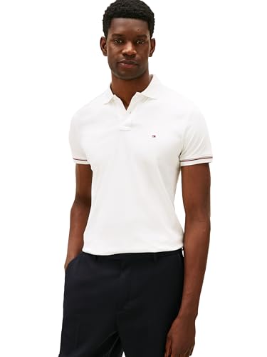 Image of Tommy Hilfiger Men's Short Sleeve Casual Polo Shirts in Slim Fit with Liquid Cotton and Cuff Designs