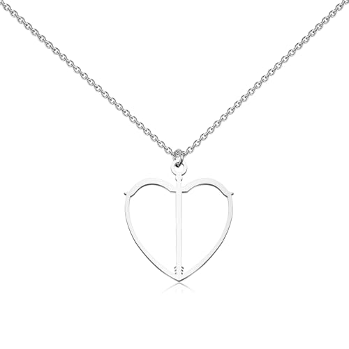 PLITI Song Of Achilles Gift Achilles Patroclus Gift Bow and Arrow Heart Necklace For Book Lover