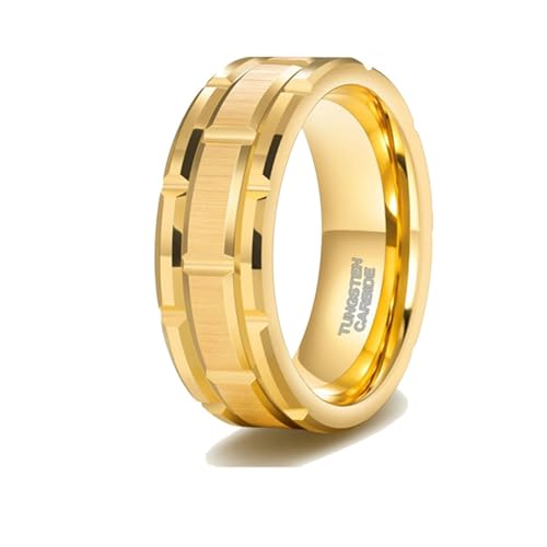 Bague tungstène homme Wycian alliance rainure dorée brossée chic