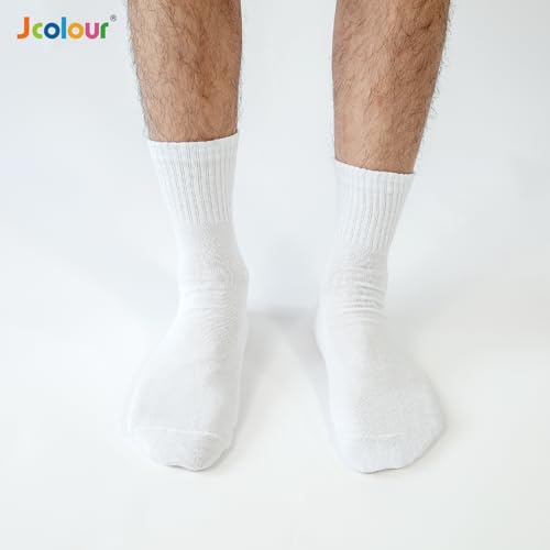J COLOUR Kit 12 Pares Meia Sport Cano alto Algodão Adulto (Padrão, Branco)