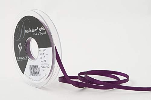 Berisfords Double FACE Poly Satin Ribbon, BlackBerry, 15 mm