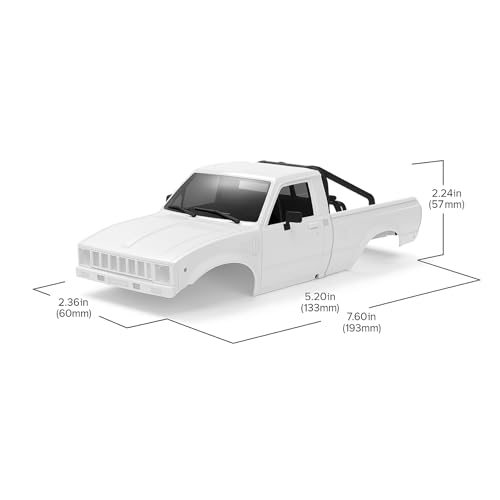 Coque rigide SCX24 de ramassage 1/24 blanche avec support de lit pour camion crawler RC