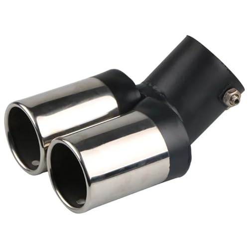 Schalldämpfer Endrohr 64mm Universal Double Pass Auspuffrohr Spitze Auspuffschalldämpfer Schalldämpfer Edelstahlverkleidung Modifiziertes Auspuffendstück