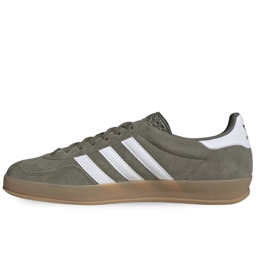 Image of adidas Gazelle Indoor Men's Three Layers Q-Pannel Gum Sole Trainers (Olivewhite, US 5.5)
