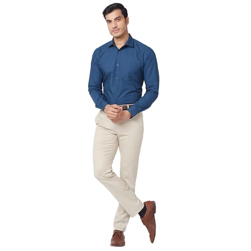 Image of Park Avenue Men's Mid Rise Neo Fit Polyester Blend Stripe Pattern Flat Front Formal Regular Fit Trouser