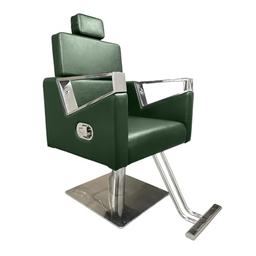 Image of Lakdi | Salon & Parlor Chair | Premium Leatherette Recliner & Arm Rest Chair | Luxury Design | Metal Base with Foot Rest | 360 Swivel & Height Adjustable and Head Rest -SBCIMF 005-PP-Green