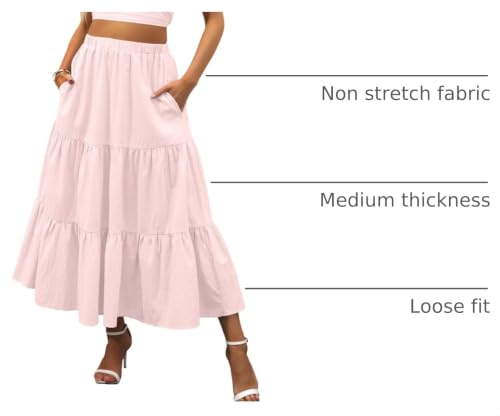 Image of ANRABESS Women's Summer Boho Flowy Swing Tiered A-Line Maxi Skirt 2026 Fashion Trendy Elastic Waist Pleated Long Beach Dress