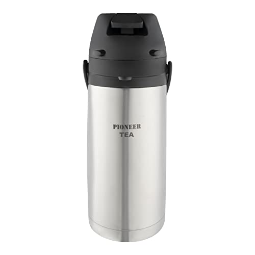 Pioneer Airpot Isolier-Pumpkanne, 1.9 Liters, Edelstahl-Getränkespender, Beschriftet mit 'COFFEE', Doppelwandig mit Griff, Bis zu 8 Stunden Heiβ und 24 Stunden Kühl, SS19HC-TEA