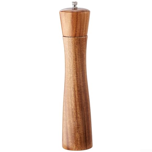 Molinillo de especias ajustable de madera de acacia maciza, molinillo de pimienta manual con diseño ergonómico para molienda gruesa y fina, herramienta de condimento de cocina de gran capacidad para