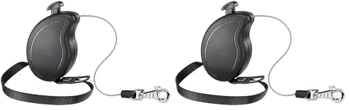 Ferplast Correa retráctil para Perros pequeños Flippy One Cord Mini, Cuerda Extensible 3 m, MAX 8 kg, Negro (Paquete de 2)