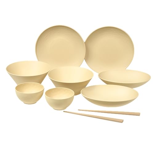 rebirth(リバース) ナチュラルシリーズ 食器セット 10点入り B 一人暮らし 日本製 プラスチック 軽い 食洗機対応 電子レンジ対応 (ベージュ)