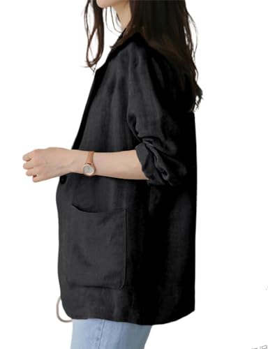 Kinghua Linen Blazer Women Casual Long Sleeve Jackets Spring Summer 2025 Lightweight Business Tops2