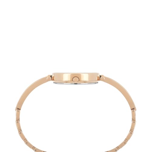 Image of TIMEX Analog Watch for Women with Mother of Pearl White Round Dial & Rose Gold Brass Bracelet Band Water Resistant Women's Wrist Watches - TWEL200SMU05