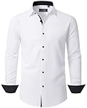 J.VER Mens Shirts Long Sleeve White Dress Non Iron Slim Fit Stretch Business Casual Wedding Fashion Formal Shirt S